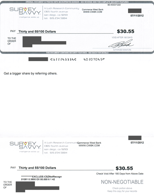 surveysavvy cheque